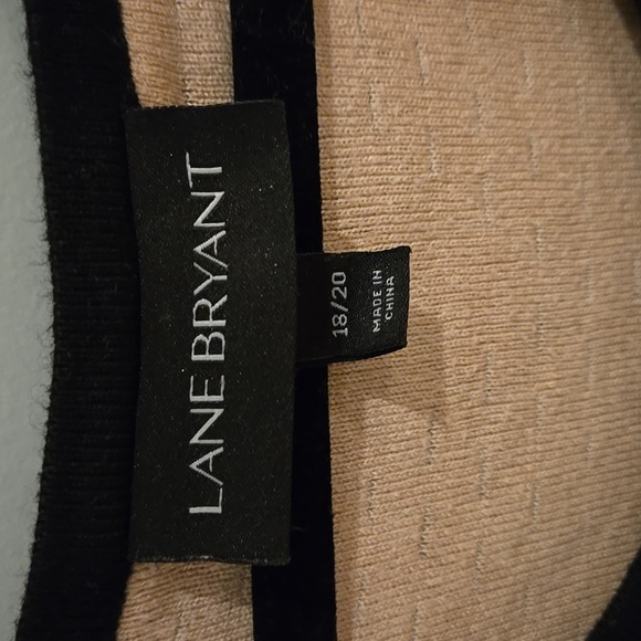 Lane Bryant Black Cream Triangle Lace Cut Pattern 3/4 Sleeve Midi Dress Size 18 - Picture 6 of 8